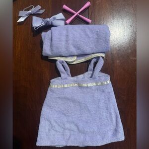 American Girl Doll Lavender Towel and Robe Set w/  Accessories